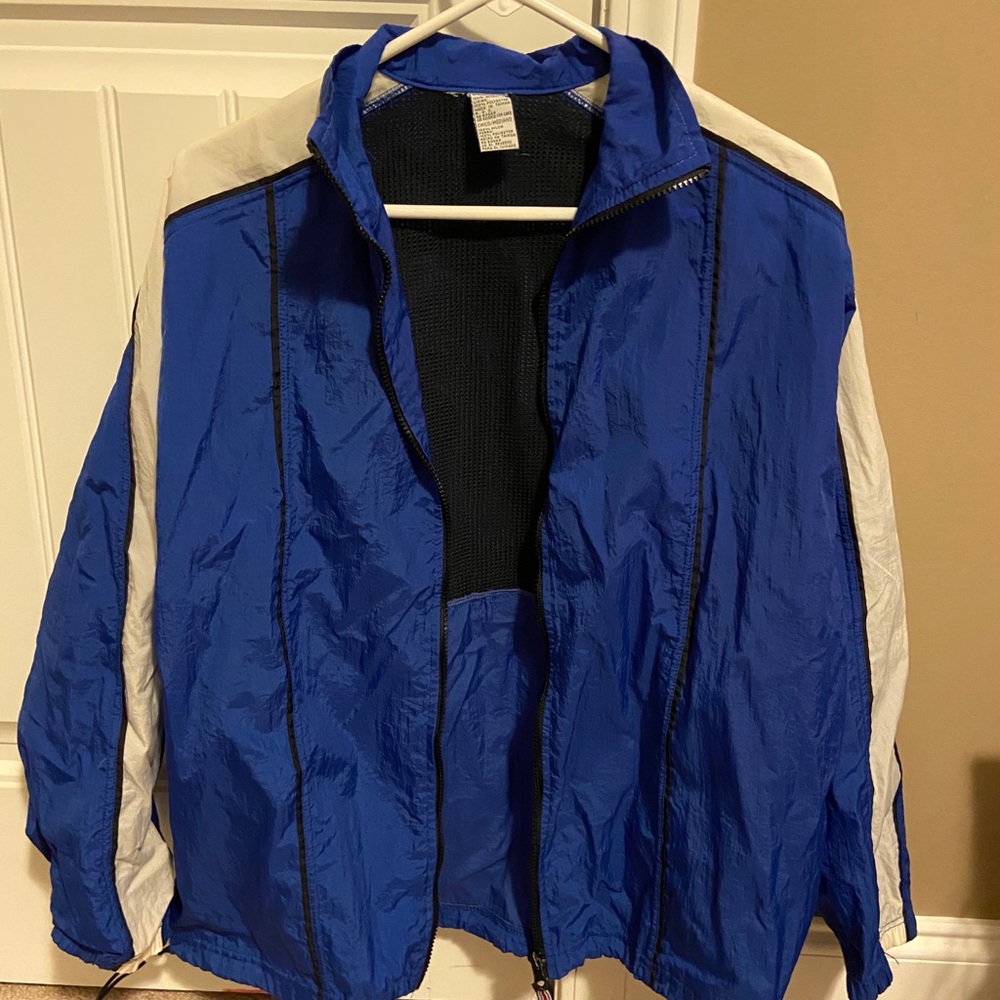 Blue and white Windbreaker size small/medium